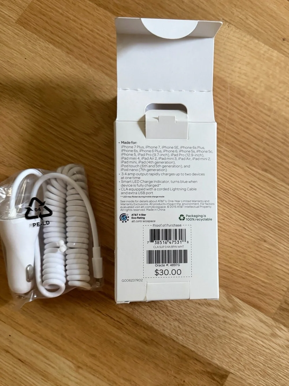 AT&T Car Charger with LED Indicator NWT